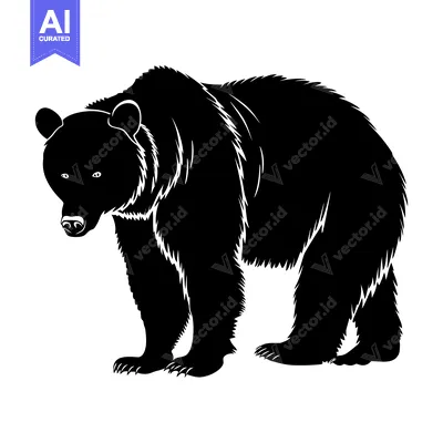 Aset premium populer: Black and White Silhouette of a Standing Bear
