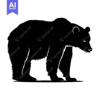 Aset premium populer: Black Silhouette of a Bear Standing on Four Legs