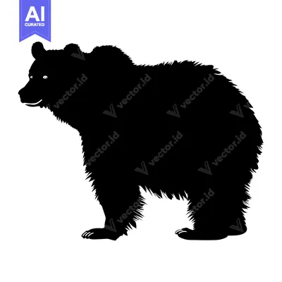 Popular premium asset: A Black Silhouette of a Grizzly Bear with Fur