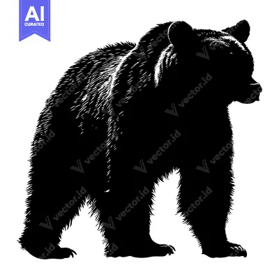 Popular premium asset: Black and White Silhouette of a Standing Bear