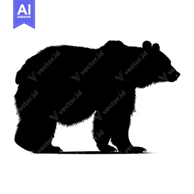 Popular premium asset: Silhouette of a Standing Brown Bear in Profile