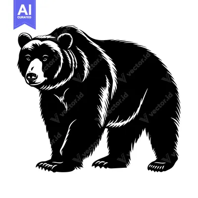Popular premium asset: Black and White Illustration of a Standing Bear