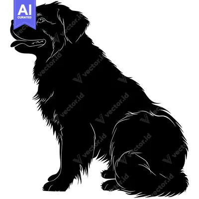 Aset premium populer: Black and White Silhouette of a Sitting Dog