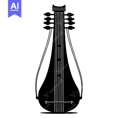 Aset premium populer: Black and White Silhouette of a  Cithara
