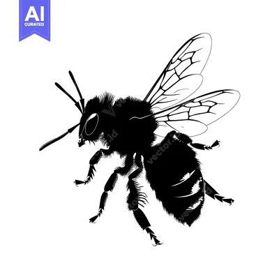 Aset premium populer: Black and White Silhouette of a Bee in Flight