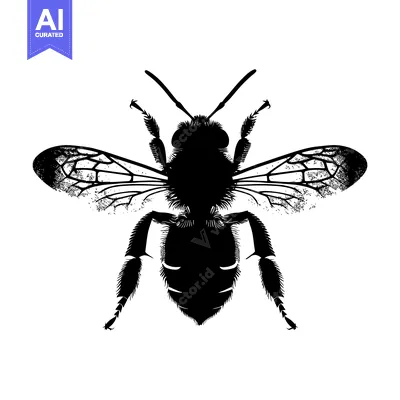 Popular premium asset: Black and White Silhouette of a Bee with Spread Wings