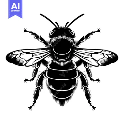 Aset premium populer: Black and White Silhouette of a Bee