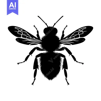 Popular premium asset: Black and White Silhouette of a Bee with Wings Spread