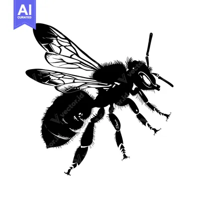 Aset premium populer: Black and White Silhouette of a Bee in Flight