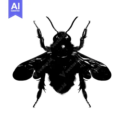 Black and White Silhouette of a Bee in Flight
