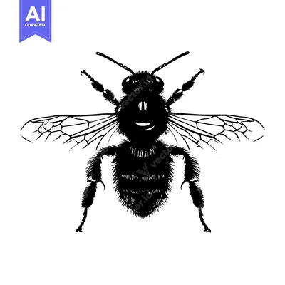 Popular premium asset: Black and White Silhouette of a Bee with Wings Spread