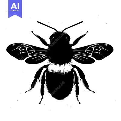 Popular premium asset: Black and White Silhouette of a Bumblebee with Spread Wings