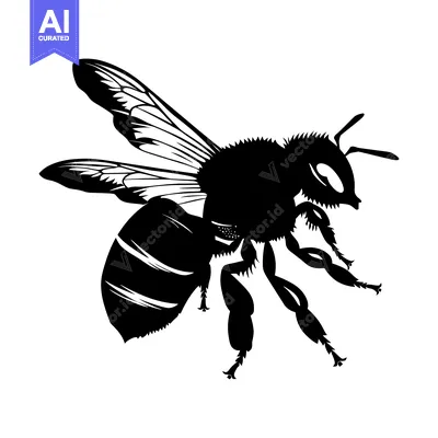 Black and White Silhouette of a Honeybee in Flight