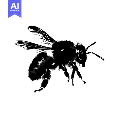 Aset premium populer: Black and White Silhouette of a Bee in Flight