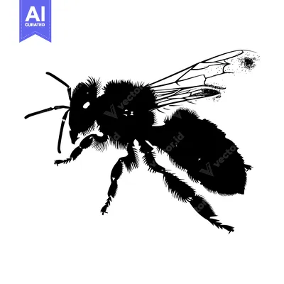 Premium design asset: Black and White Silhouette of a Bee in Flight
