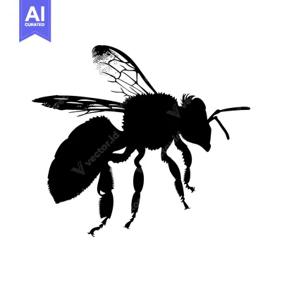 Aset premium populer: Black and White Silhouette of a Bee in Flight