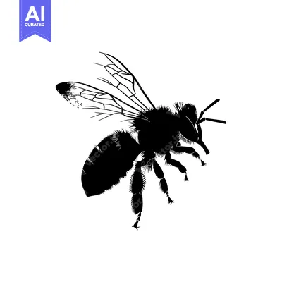Aset premium populer: Black and White Silhouette of a Honeybee in Flight