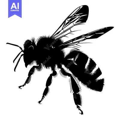 Aset premium populer: Black and White Silhouette of a Bee in Flight