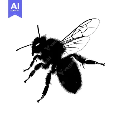 Aset premium populer: Black and White Silhouette of a Honey Bee in Flight