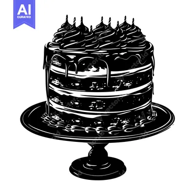 Aset premium populer: Black and White Silhouette of a Cake on a Stand