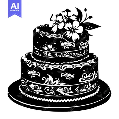 Aset premium populer: Two-tiered cake decorated with floral designs and a flower arrangement