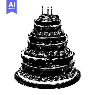 Aset desain premium: Three-Tier Birthday Cake With Candles and Icing