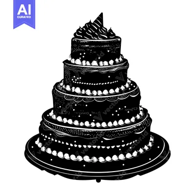 Aset premium populer: Black and White Silhouette of a Five-Tiered Wedding Cake