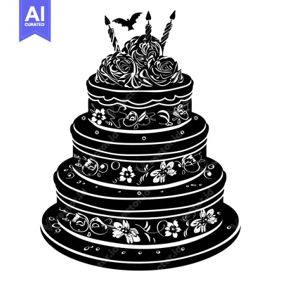 Aset premium populer: Three-Tiered Wedding Cake with Floral Decorations and Candles