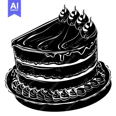 Premium design asset: A slice of layered cake with frosting and decorative piping.