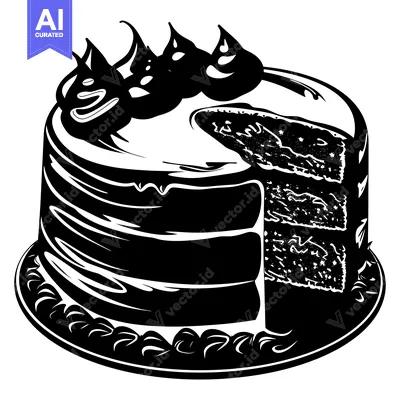 Aset premium populer: A Silhouetted Cake with Icing and a Missing Slice