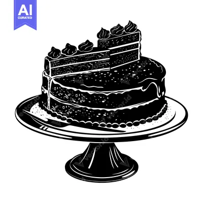Aset desain premium: Chocolate Cake with Icing on a Pedestal