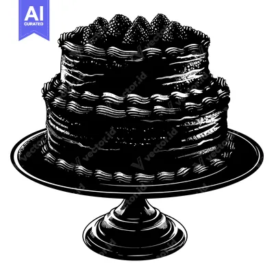 Premium design asset: Two-Tiered Cake with Strawberries and a Stand