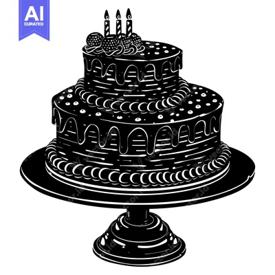 Aset premium populer: Two-tiered cake with candles, frosting, and berries on a stand