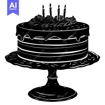Aset premium populer: Silhouette of a Birthday Cake with Candles on a Stand