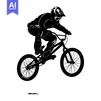 Popular premium asset: Silhouette of a BMX Rider mid-air with a black and white background
