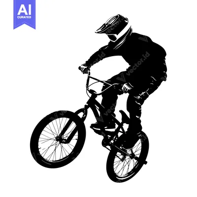 Aset premium populer: Silhouette of a BMX Rider Performing a Trick