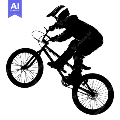 Aset premium populer: Silhouette of a BMX Rider Performing a Trick