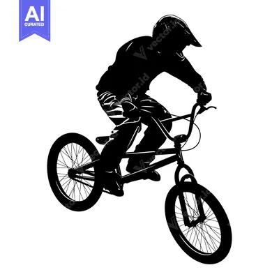 Aset desain premium: Silhouette of a BMX Rider in mid-air