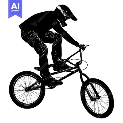 Aset premium populer: Silhouette of a BMX Rider Performing a Trick