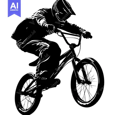 Premium design asset: Silhouette of a BMX Rider in Mid-Air