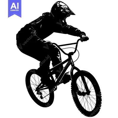 Aset desain premium: Silhouette of a Person Riding a BMX Bike