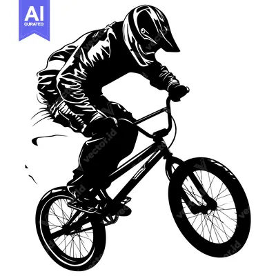 Aset desain premium: Silhouette of a BMX Rider Performing a Trick