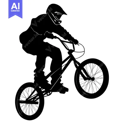 Aset desain premium: Silhouette of a BMX Rider Performing a Trick