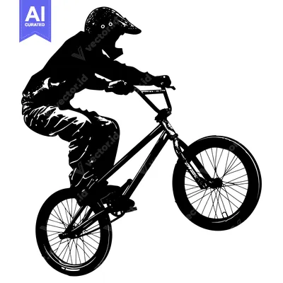 Premium design asset: Silhouette of a BMX Rider Performing a Wheelie