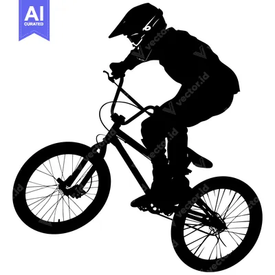 Aset premium populer: Silhouette of a Person Riding a Bicycle in a Stunt Pose