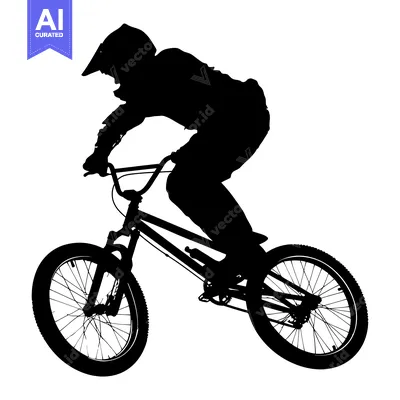 Aset desain premium: Silhouette of a Person Riding a Bicycle