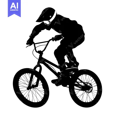Aset desain premium: Silhouette of a Person Riding a BMX Bicycle