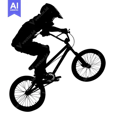 Aset premium populer: Silhouette of a Person Riding a Bicycle in Mid-Air
