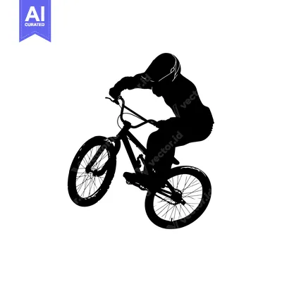 Aset premium populer: Silhouette of a Person Riding a Bicycle in Mid-Air