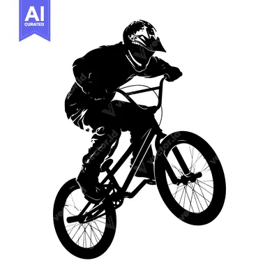Popular premium asset: Silhouette of a BMX rider in mid-air performing a trick